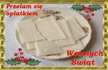 Połamane opłatki na talerzu